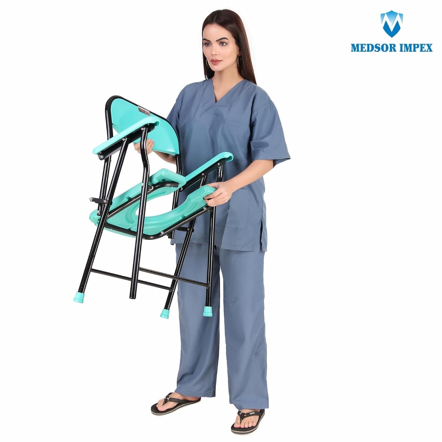 Chrome Folding Commode Chair for Elderly, Disabled & Pregnant Women | Medsor Impex