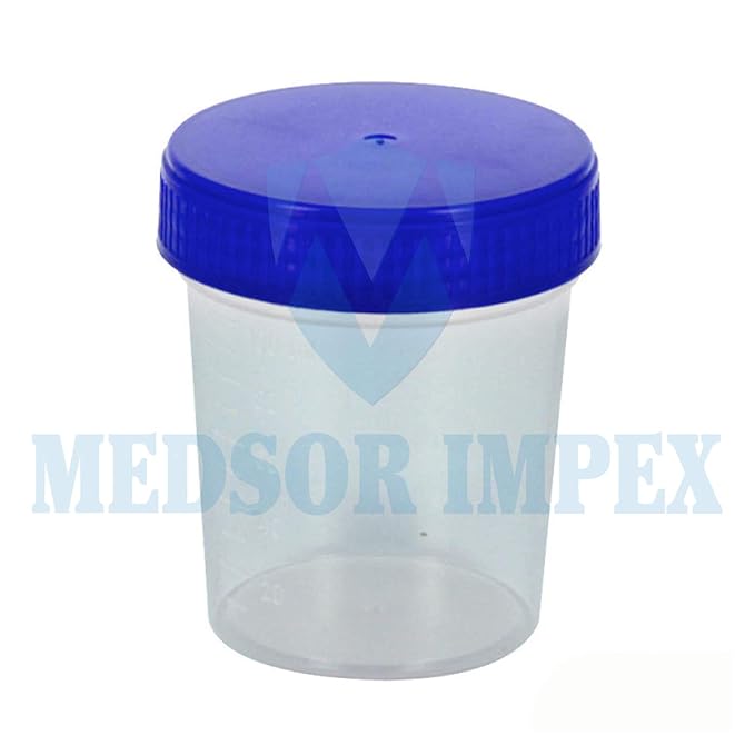 Medsor Impex Urine Sample Collector Specimen Plastic Container Non Sterile 50ml (50 Pcs.)