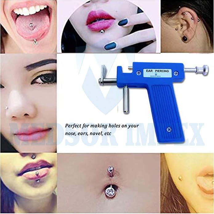 MEDSOR IMPEX Ear-Nose-Navel Body Piercing Gun Set with 20pcs Earring Unisex Studs