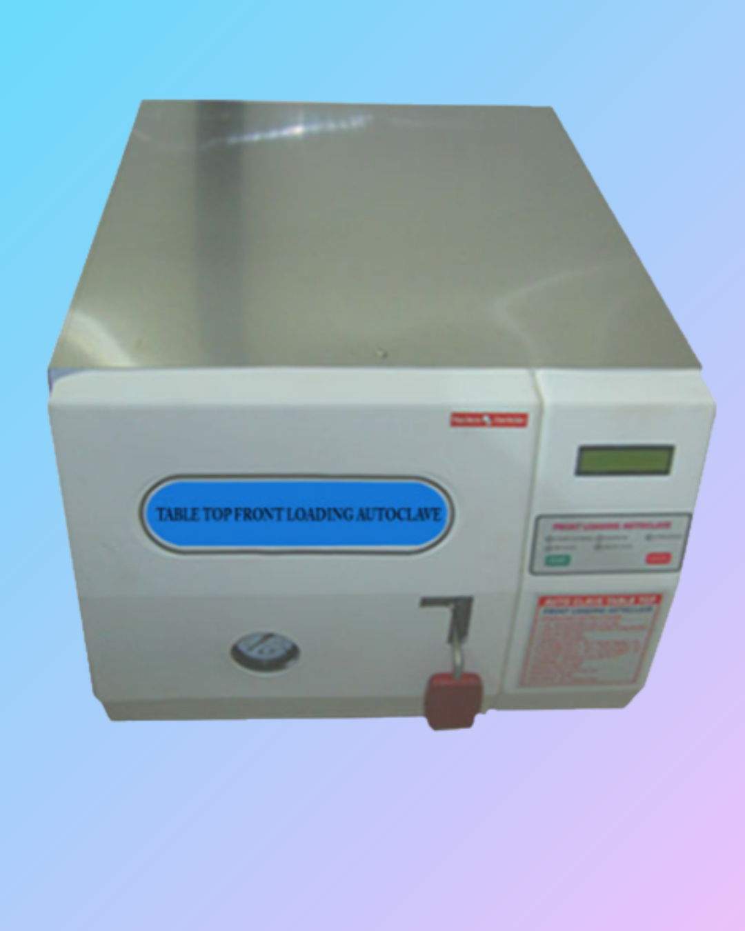 My Store MAS AUTT 101 table top autoclave without vacuum for sterilization, shown on a clean laboratory surface.