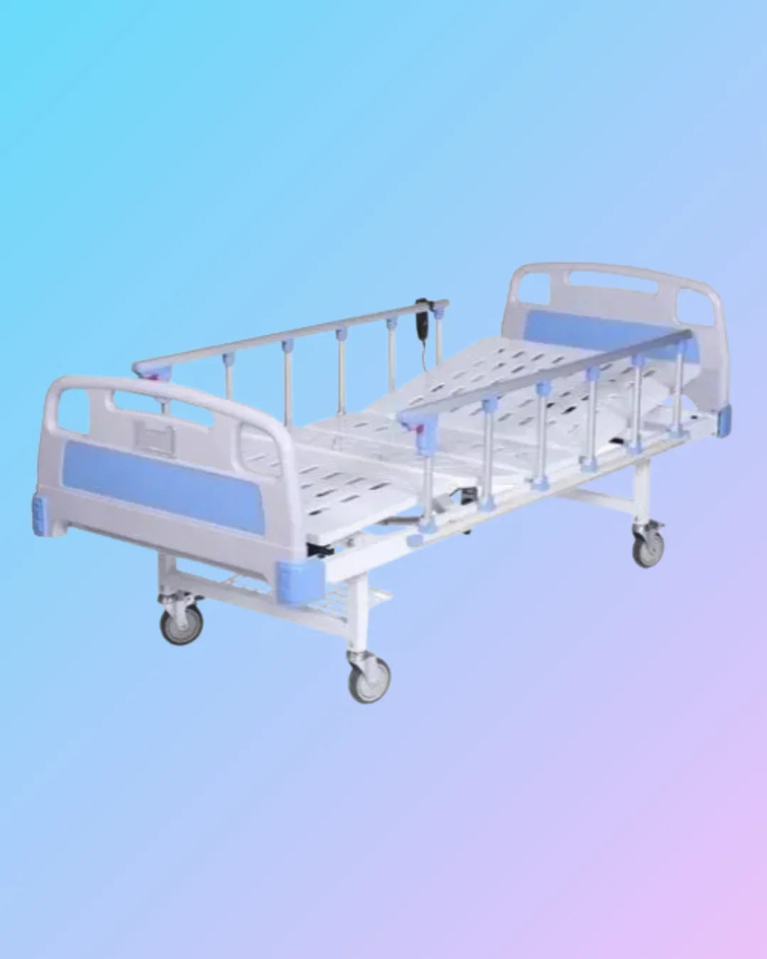Hospital ICU bed with adjustable side rails and mattress, designed for intensive care units, by My Store.