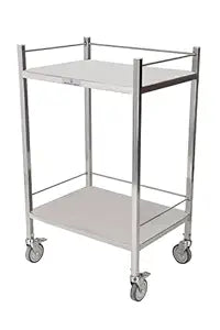 Medsor Impex Stainless Steel Instrument Trolley, Utility Cart with 2 Shelves with Castors