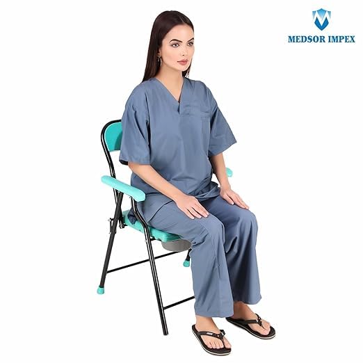Chrome Folding Commode Chair for Elderly, Disabled & Pregnant Women | Medsor Impex