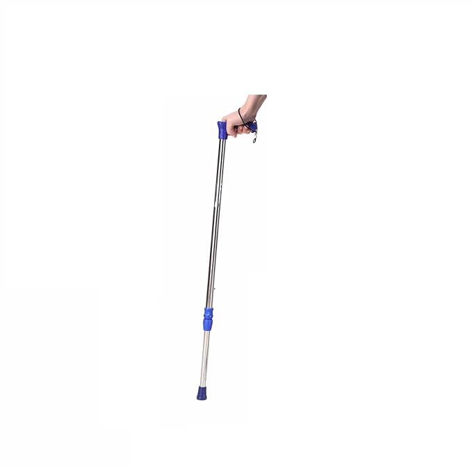 Medsor Impex Walking Stick for Old People, Adult Men/Women, Patients & Physically Challenged with Adjustable Height Strong (Blue-Silver)