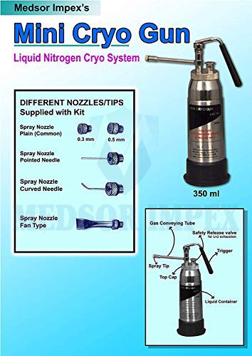 MEDSOR IMPEX Multipurpose Mini Cryo Gun Liquid Nitrogen CO2, N2O, Spray (350ml