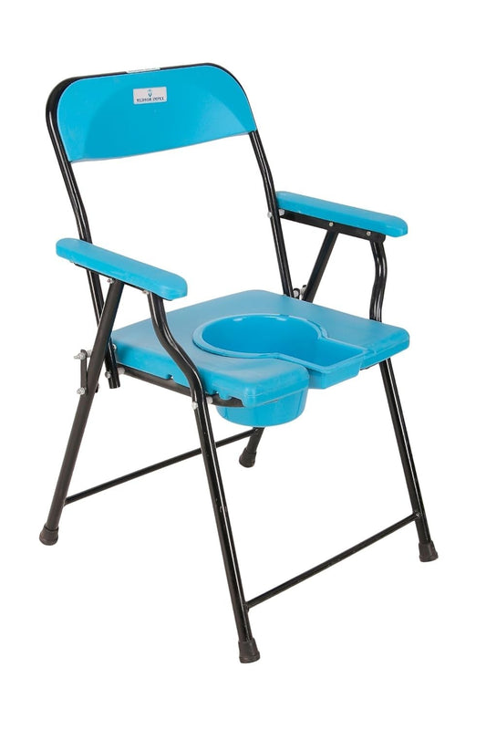 Portable Bedside Commode Chair with Plastic Seat | Medsor Impex