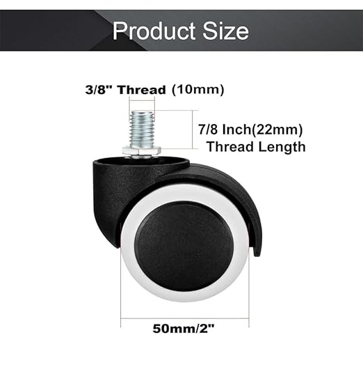 Medsor Impex 2-Inch Threaded Office Chair Casters - Set of 5 Replacement Wheels - Floor-Friendly Design for Hardwood and Carpet - Compatible with Computer and Gaming Chairs