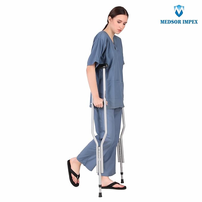 Medsor Impex Adjustable 2 Pcs Ultralight Underarm Crutch Axillary Walking Stick(Length:114-135CM)