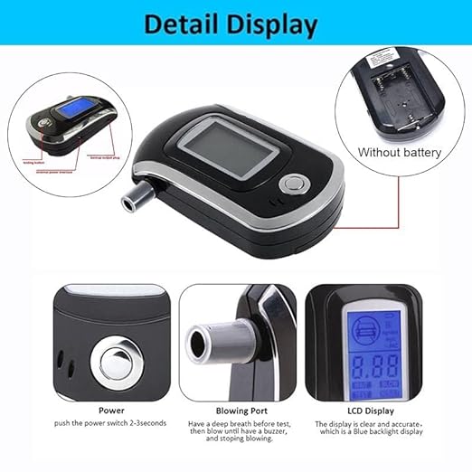 Medsor Impex Alcohol Tester, Professional BAC Tester with Digital LCD Display Grade High Accuracy for Personal Home Use