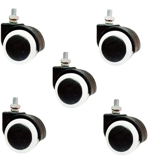 Medsor Impex 2-Inch Threaded Office Chair Casters - Set of 5 Replacement Wheels - Floor-Friendly Design for Hardwood and Carpet - Compatible with Computer and Gaming Chairs