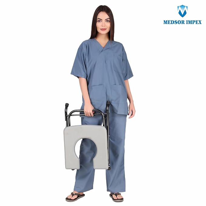 Medsor Impex Mobile Commode Chair for Elderly Disabled and Pregnant Women Stainless Steel