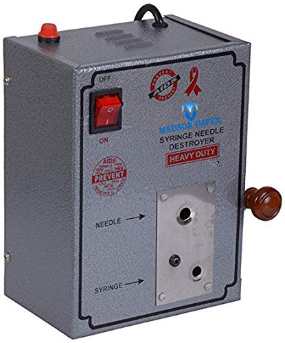 Medsor Impex Needle & Syringe Destroyer Cutter Burner and Clipper Electric Machine Heavy Duty Power Coated MS Body and Finish Quality With Copper Binding Transformer