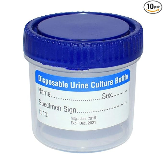 Medsor Impex Urine Sample Collector Specimen Plastic Container Sterile 30ml (10 Pcs.)