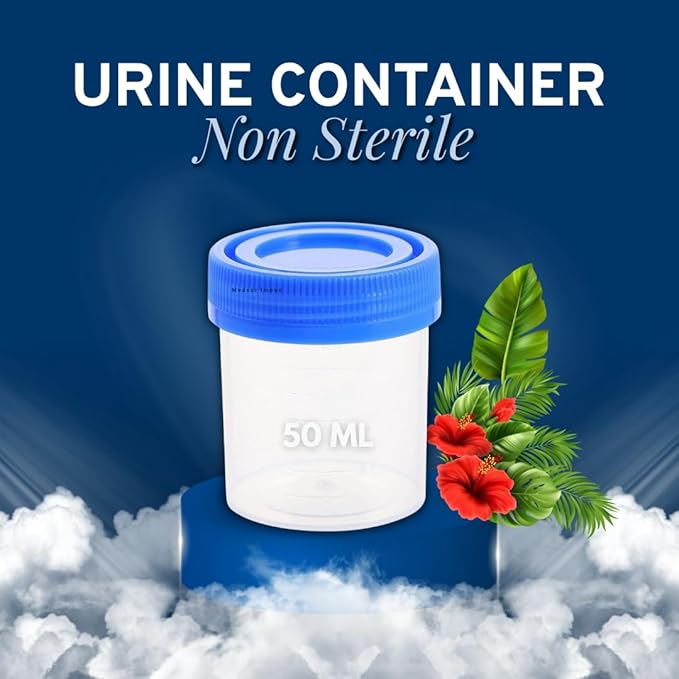 Medsor Impex Urine Sample Collector Specimen Plastic Container Non Sterile 50ml (100 Pcs.)