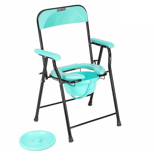 Powder Coated Folding Commode Chair for Elderly & Disabled Users | Medsor Impex