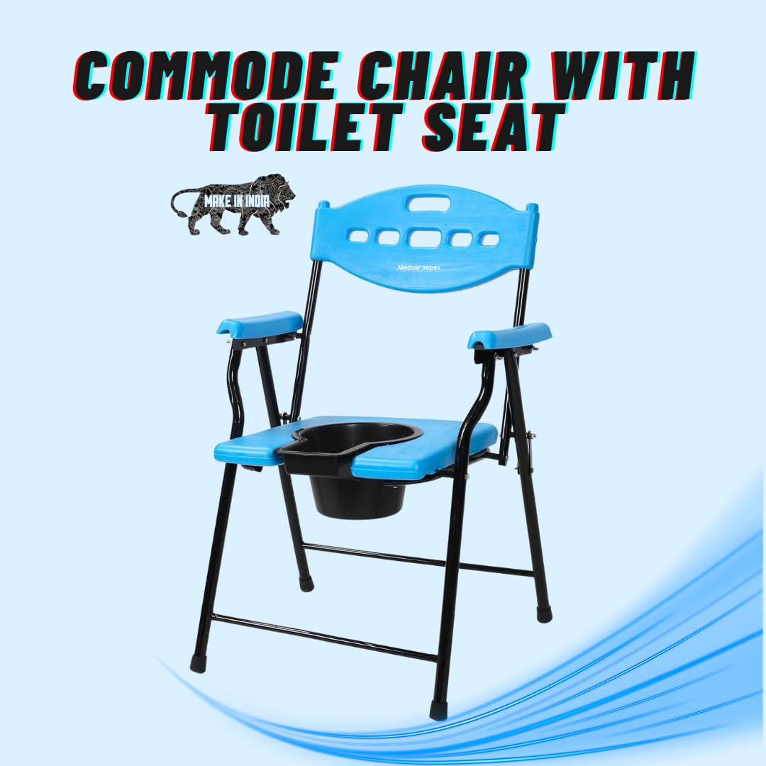 Portable Bedside Commode Chair with Plastic Seat | Medsor Impex