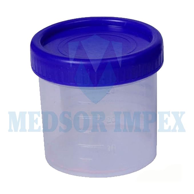 Medsor Impex Urine Sample Collector Specimen Plastic Container Sterile 30ml (10 Pcs.)