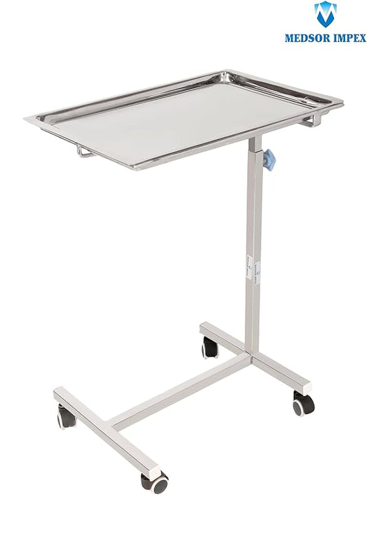 Medsor Impex Stainless Steel Height-Adjustable Mayo Instrument Trolley