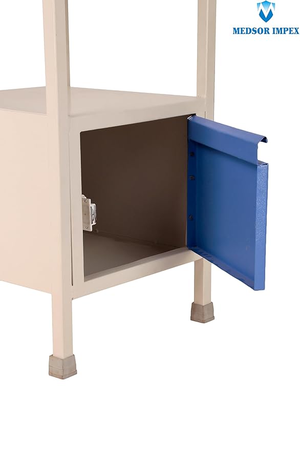 MEDSOR IMPEX Hospital Bedside Locker ABS Medical Bedside Table with Storage Cabinet & Drawer