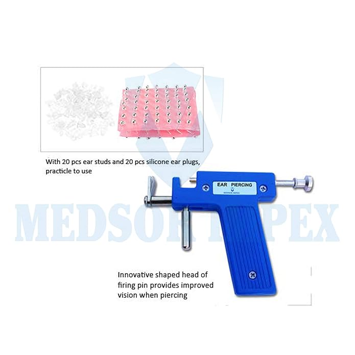 MEDSOR IMPEX Ear-Nose-Navel Body Piercing Gun Set with 20pcs Earring Unisex Studs