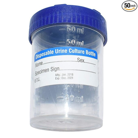 Medsor Impex Urine Sample Collector Specimen Plastic Container Sterile 50ml (50 Pcs.)