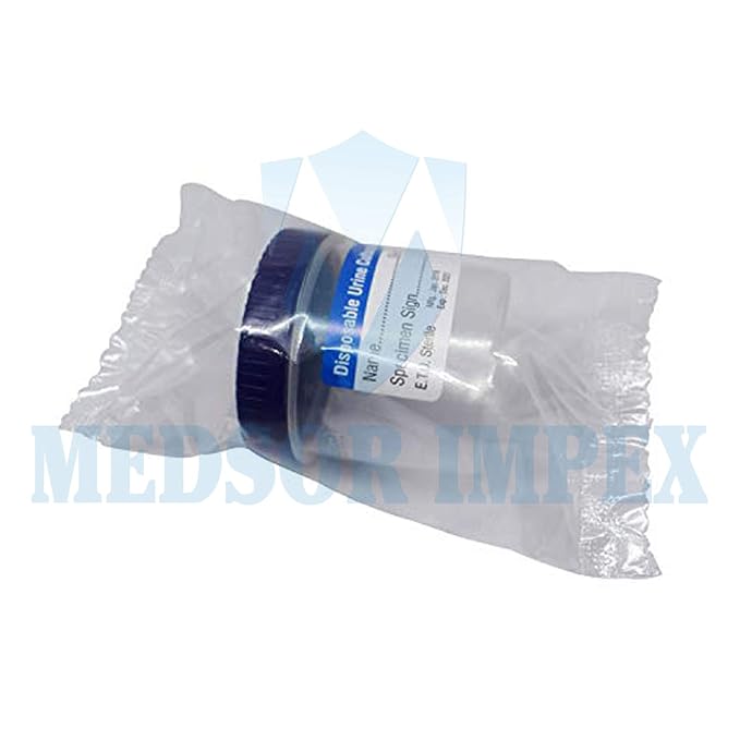 Medsor Impex Urine Sample Collector Specimen Plastic Container Sterile 30ml (10 Pcs.)