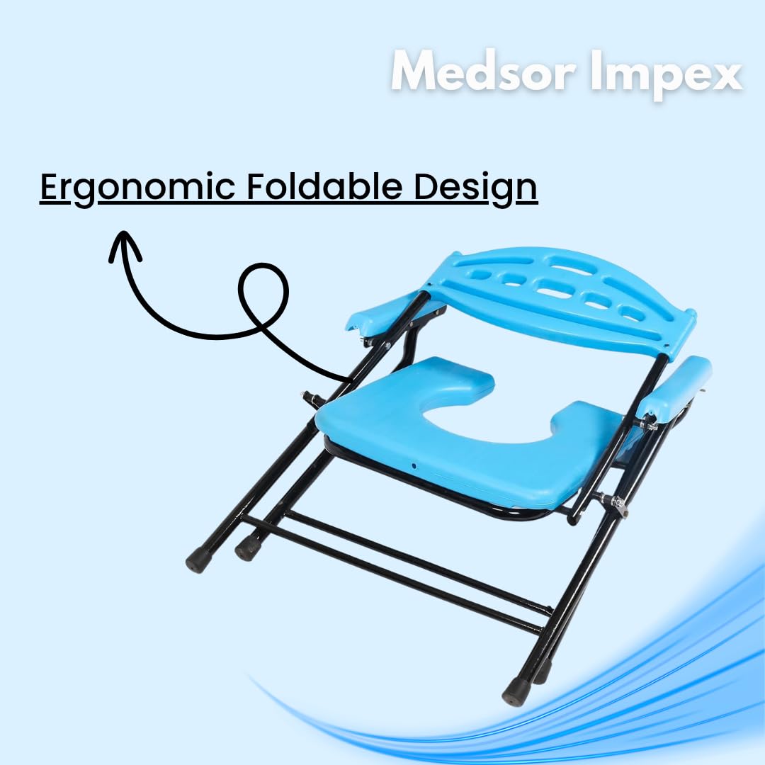 Portable Bedside Commode Chair with Plastic Seat | Medsor Impex