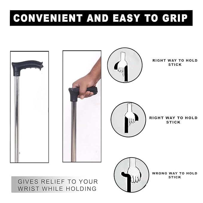 Quadripod Walking Stick with Adjustable Height for Elderly & Adults | Medsor Impex