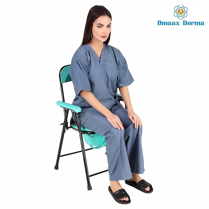 Dmaax Derma Folding Commode Over Toilet Bedside Commode Chair with Removable Bucket Green