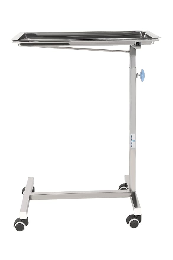 Medsor Impex Stainless Steel Height-Adjustable Mayo Instrument Trolley