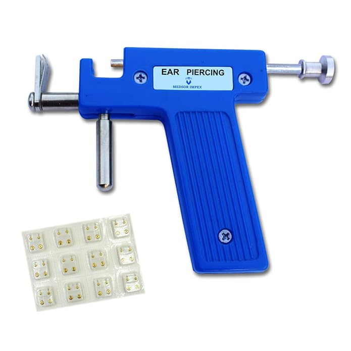 MEDSOR IMPEX Ear-Nose-Navel Body Piercing Gun Set with 12 Pair Earring Set Unisex Studs New