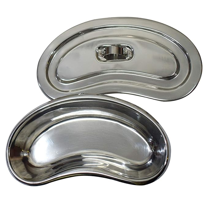 Medsor Impex Kidney Tray with Lid Cover Stainless Steel Dishes Deluxe Quality Heavy Duty (8 Inch)
