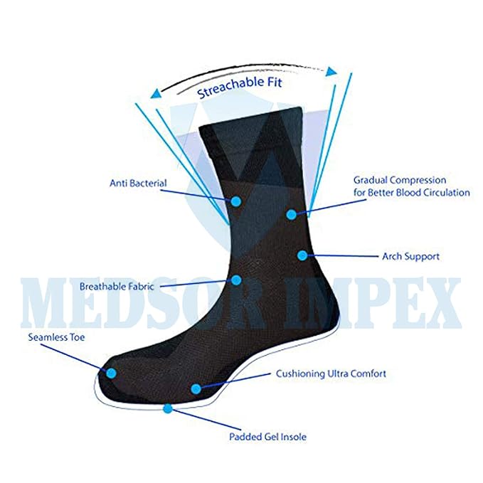 Medicated Soft Gel Socks For Diabetic Foot to Distribute Pressure To Help In Walking (Small)