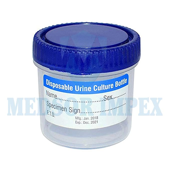 Medsor Impex Urine Sample Collector Specimen Plastic Container Sterile 30ml (10 Pcs.)
