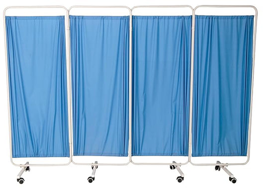 Medsor Impex Multipurpose 4 Fold & Detachable Screen/Partition with Cotton Curtain for Clinic, Saloon, Spa, Massage Centre
