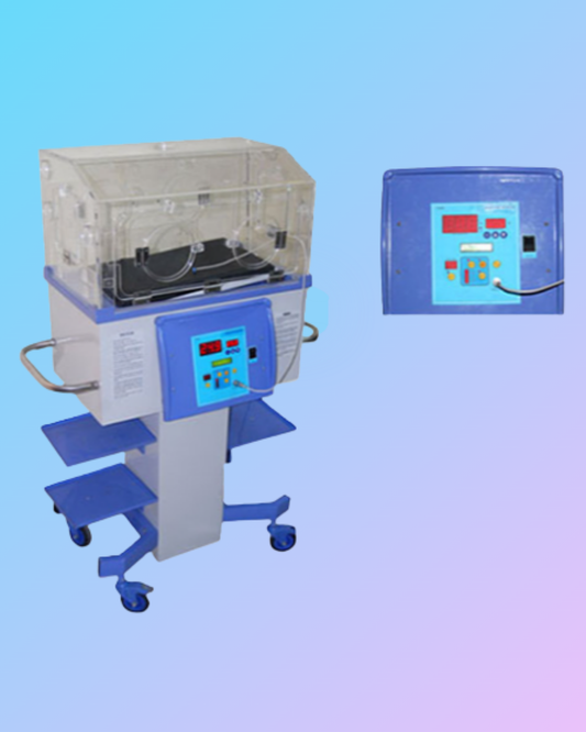 Baby infant incubator MBC BCBI 101 by My Store, showing the control panel and warm interior for newborn care.
