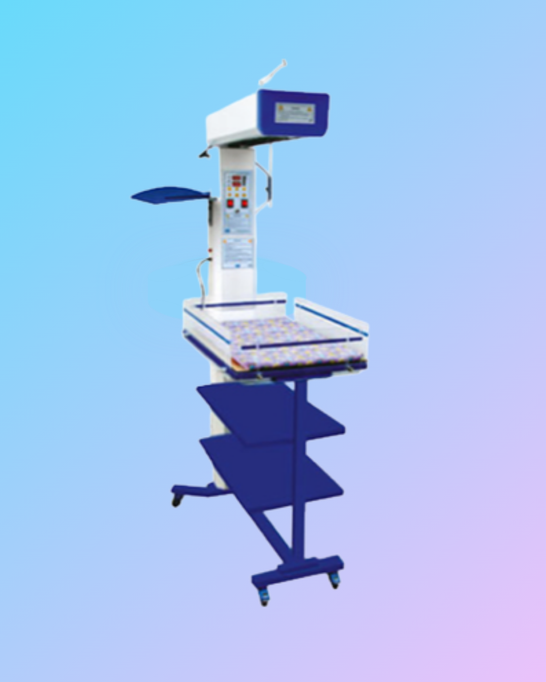 Infant radiant warmer in silver with no phototherapy, MBC BCRW 106 by My Store, shown on a clean medical setup.