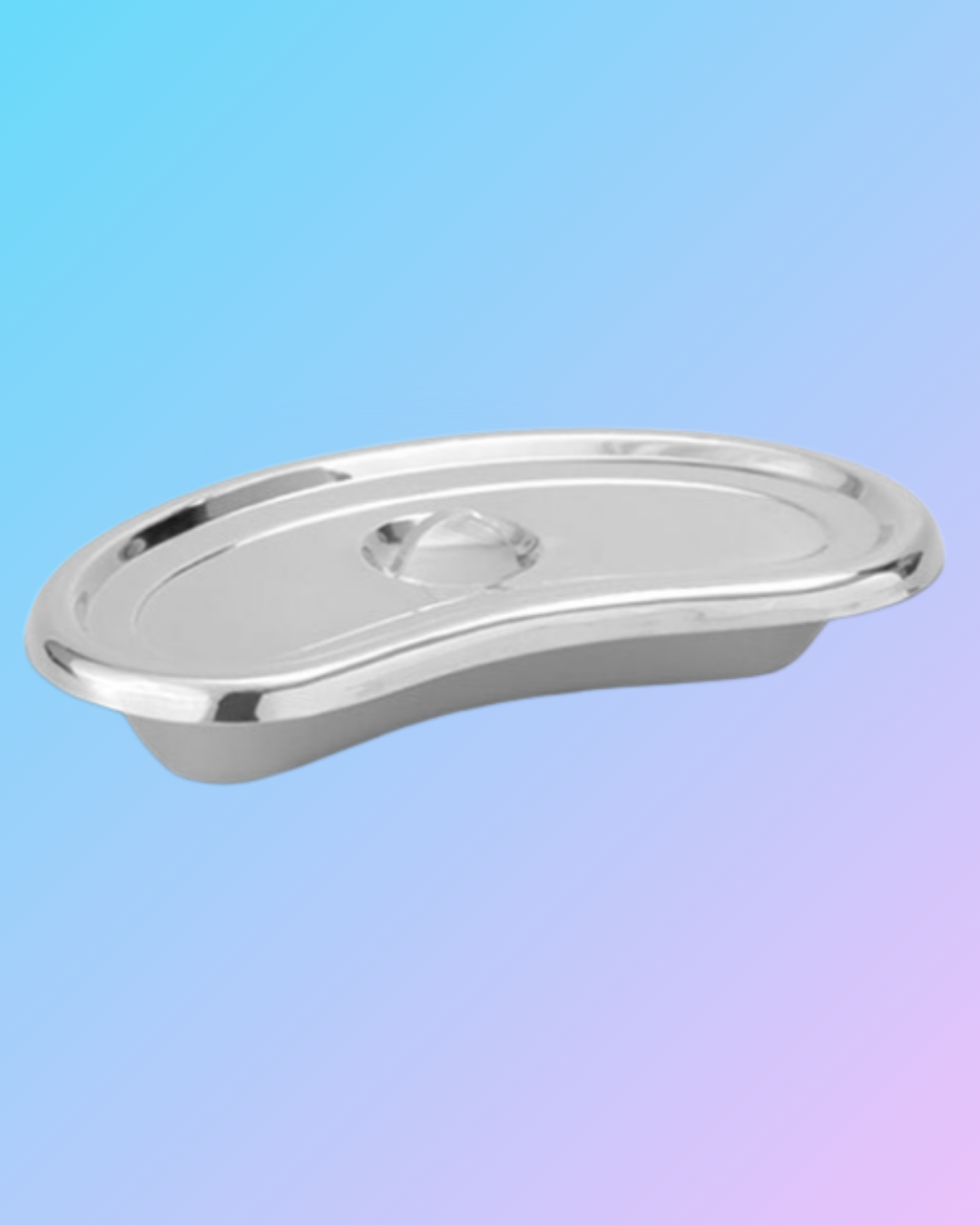 Stainless steel HHKT 101 kidney tray with cover, 202-grade SS, shown on a white surface with a reflective finish.