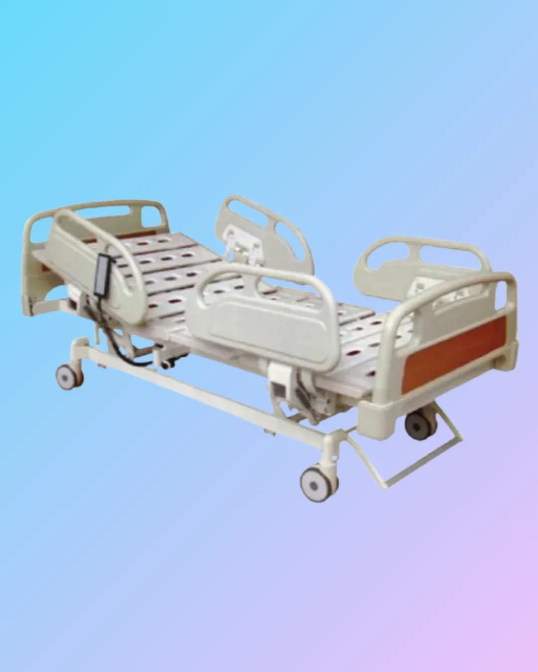 Hospital ICU bed with 5 functions, featuring adjustable head and foot sections, from My Store.