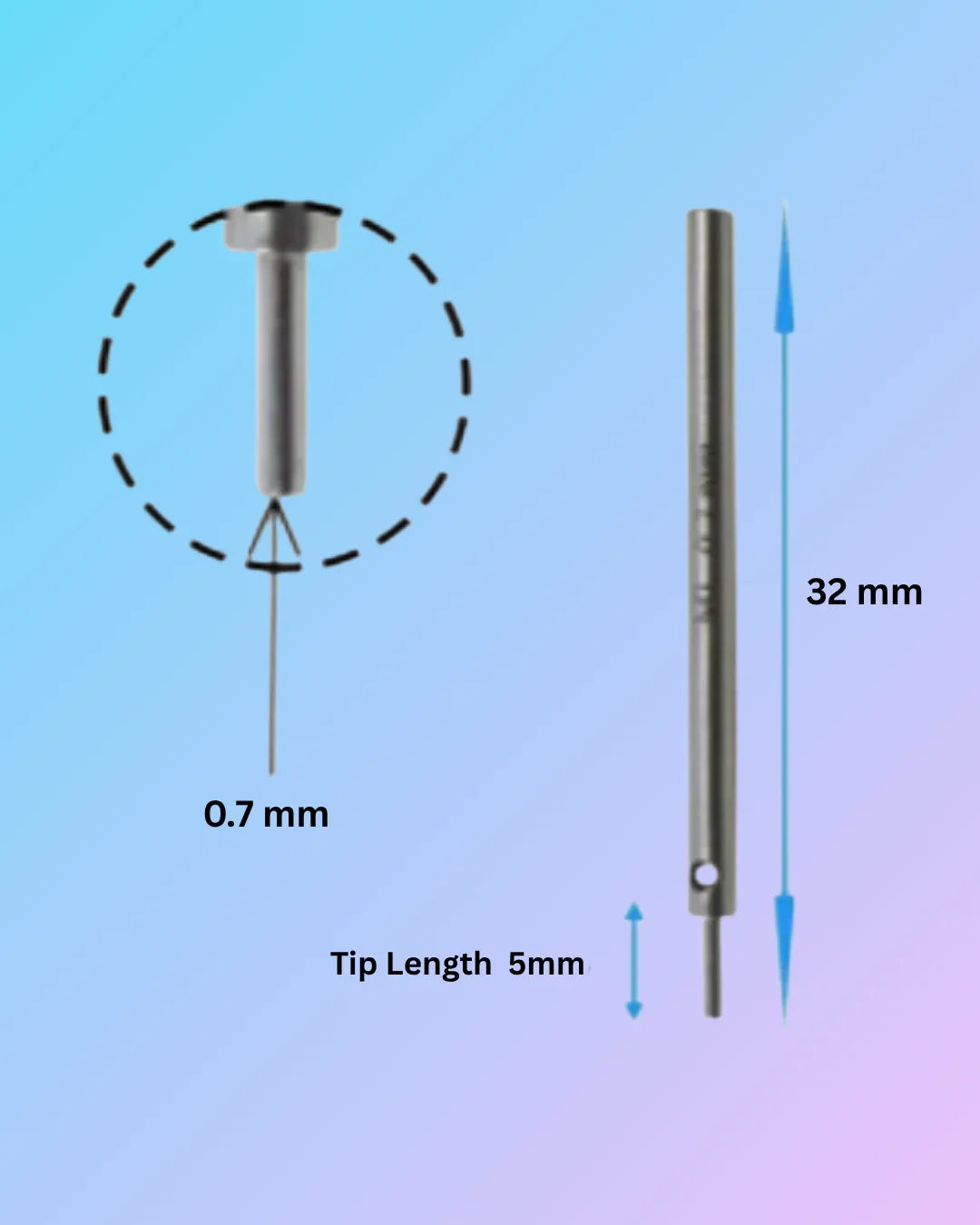 Titanium FUE 0.7mm punch tool for hair transplant by My Store, featuring ultra-sharp design for precise follicle extraction.