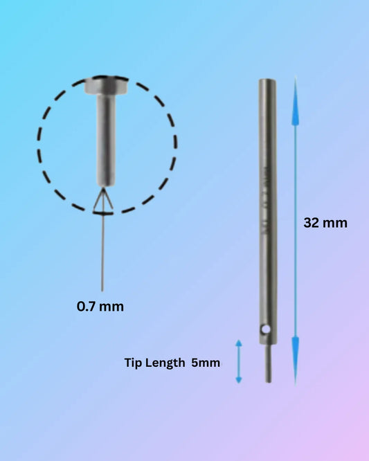 Titanium FUE 0.7mm punch tool for hair transplant by My Store, featuring ultra-sharp design for precise follicle extraction.