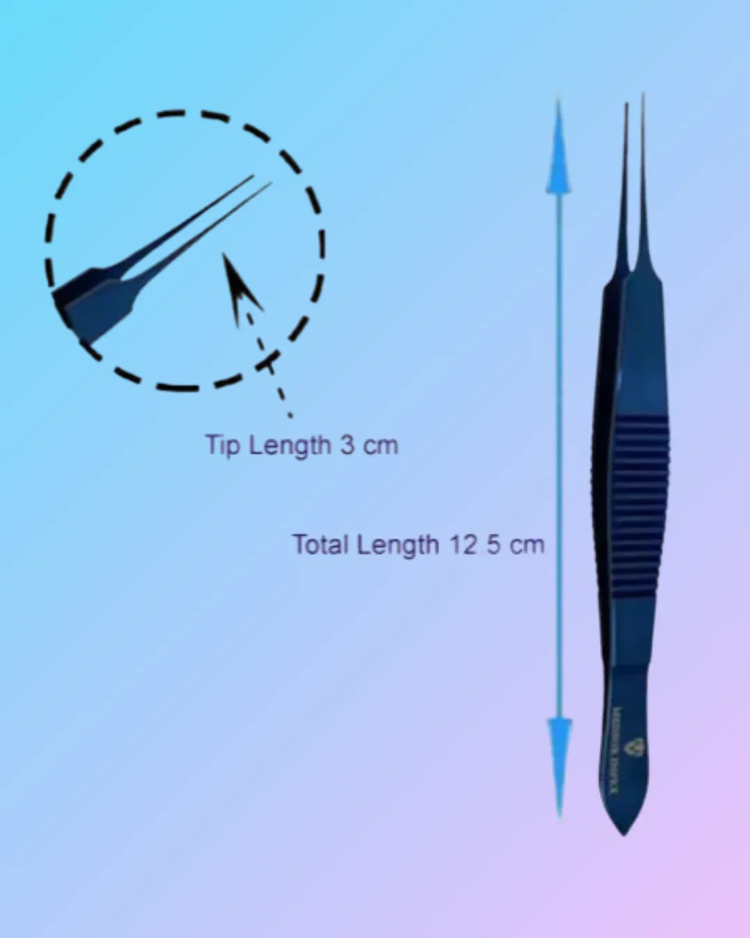 Hair transplant titanium forceps with teeth, used for precise surgical procedures, shown in a close-up image.