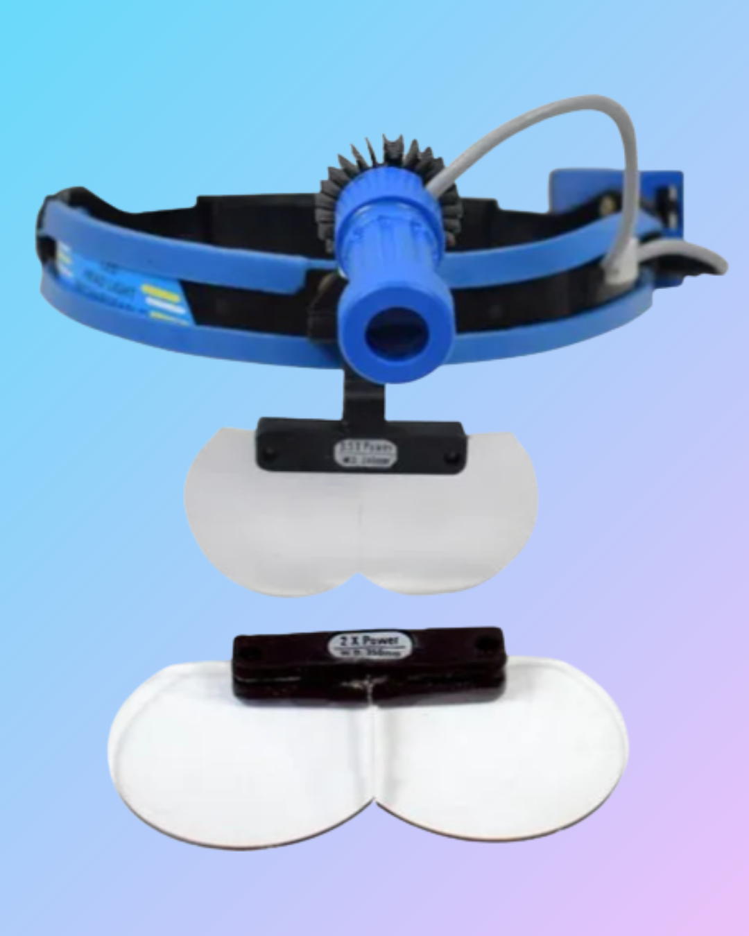 Medical surgical headlight worn on a healthcare professional during a procedure, providing focused illumination for precise work.