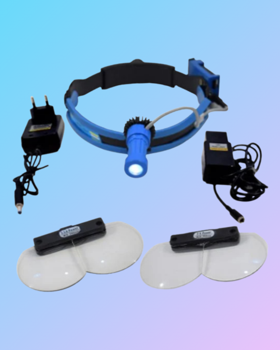 Hospital ENT head light by My Store, showing a sleek, adjustable LED headlamp with elastic headband for medical examinations.