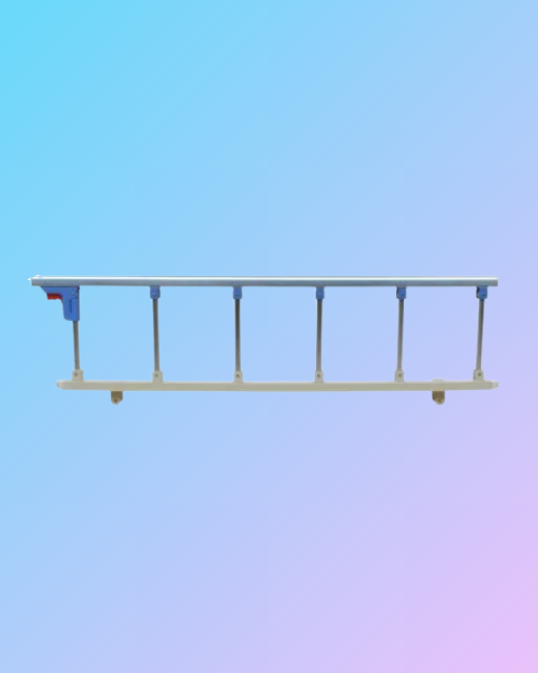 Aluminum hospital bed side rail with collapsible design, sturdy safety barrier for patient security in medical settings