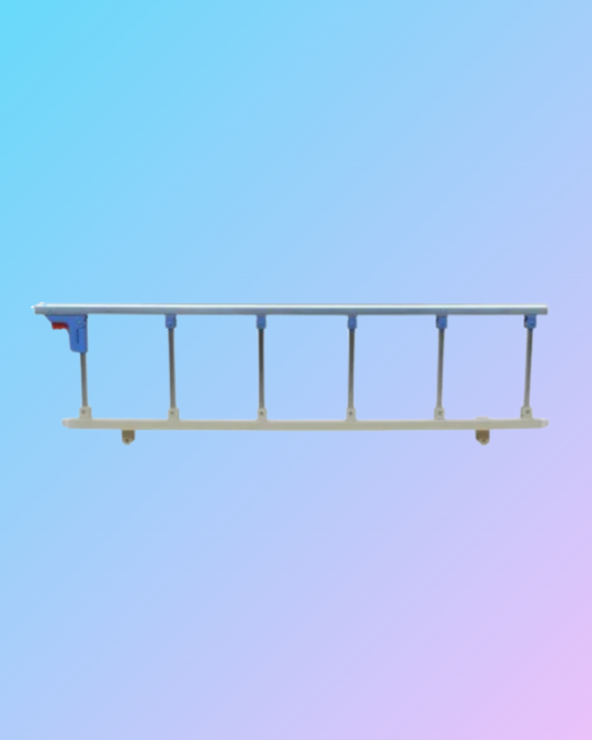 Aluminum hospital bed side rail with collapsible design, sturdy safety barrier for patient security in medical settings