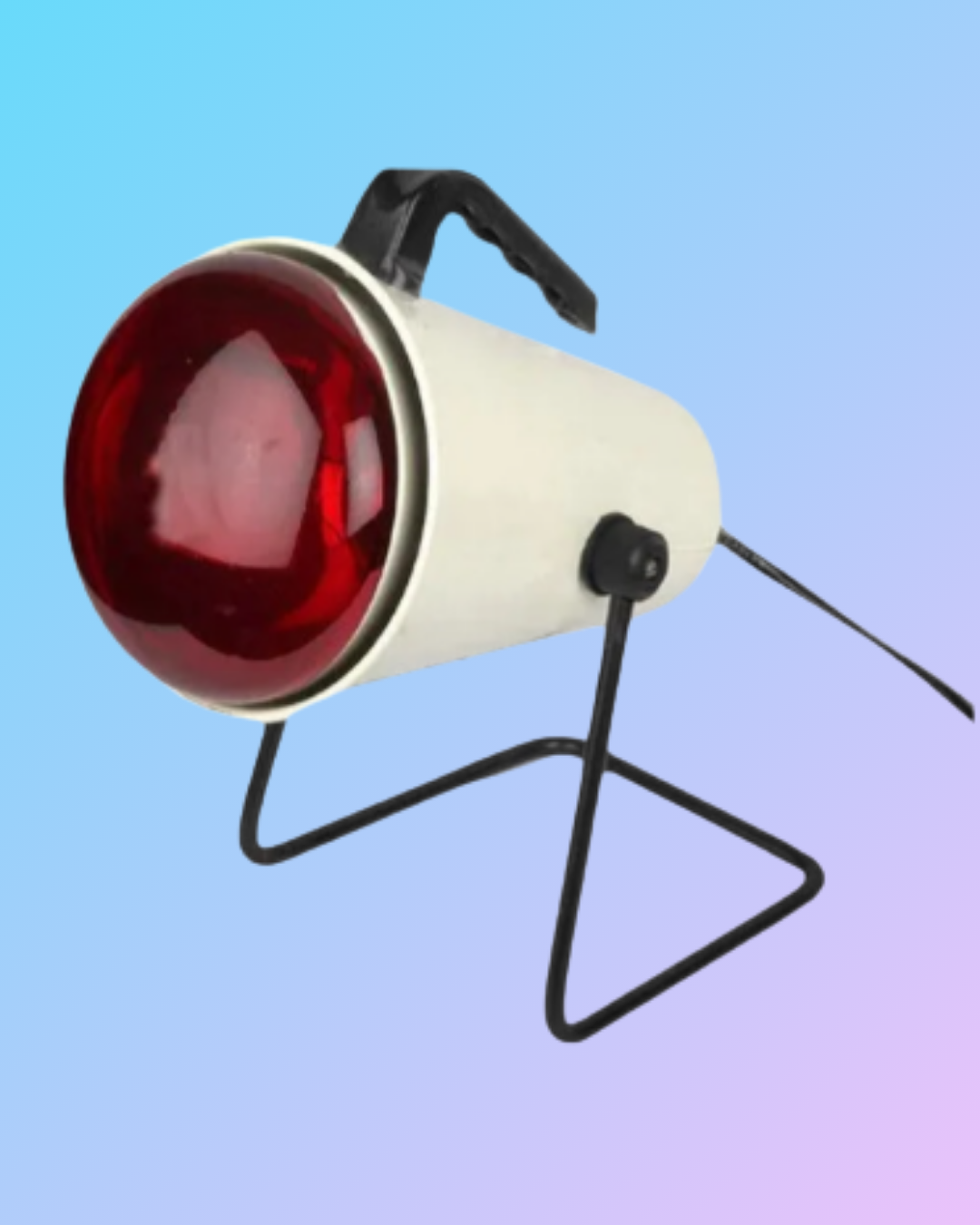 Infrared heat therapy lamp bulb for pain relief, showcasing a warm glow and infrared light emitted for heat therapy treatment.
