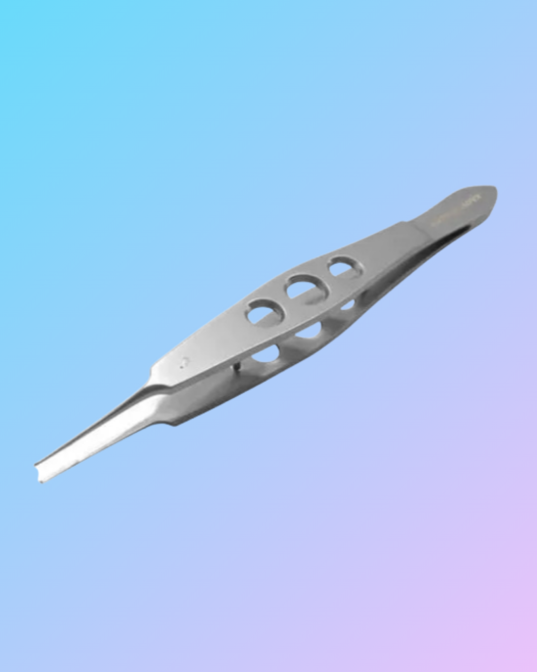 McPherson corneal forceps with teeth used for precise eye surgery, shown with stainless steel tips in a medical setting