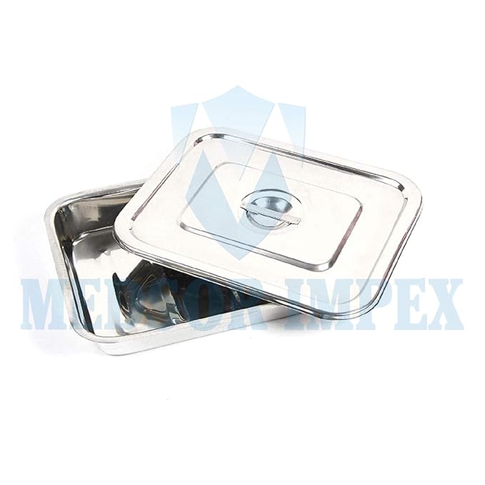 Medical Instrument Tray with Lid Stainless Steel 8 x 6 Inch