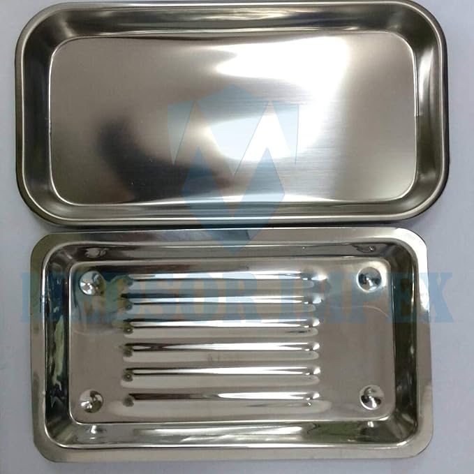 Medical Instrument Tray with Lid Stainless Steel 9 x 6 Inch